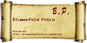 Blumenfeld Petra névjegykártya